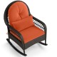 Patio Rattan Rocking Chair with Seat Back Cushions and Waist Pillow - Gallery View 4 of 9