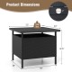 Patio square wicker side table in black with umbrella hole, featuring a sturdy rattan frame and smooth tabletop for.