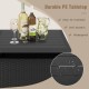 Patio square wicker side table with umbrella hole, featuring a durable PE tabletop and stylish black rattan design for.