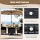 Patio square wicker side table in black with a 2-inch umbrella hole, ideal for outdoor use in gardens or poolside.