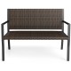 Brown patio loveseat featuring sun-proof rattan, soft sponge seat, and sturdy metal frame for outdoor relaxation.