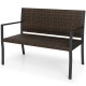 Brown patio loveseat with soft sponge seat, sturdy metal frame, and adjustable foot pads for outdoor relaxation.