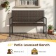 43” patio loveseat bench in brown rattan with soft sponge seat, supports 800 lbs, ideal for outdoor relaxation.