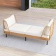 Boho rattan loveseat daybed with white cushions, spacious 72" width, perfect for outdoor relaxation.