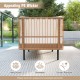 Back view of the patio wicker daybed loveseat with soft cushions, featuring handwoven PE rattan for outdoor durability.