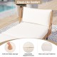 Close-up of the white seat cushion on the patio wicker daybed, featuring removable zippered covers for easy cleaning.