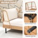 Patio wicker daybed with ergonomic backrest, soft white cushions, and durable handwoven PE rattan for outdoor.