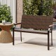 Patio wicker loveseat chair with acacia wood armrests and metal frame, perfect for outdoor porch or garden seating.