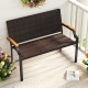 Patio wicker loveseat chair showcasing hand-woven PE rattan and smooth acacia wood armrests, ideal for garden use.