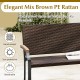 Hand-woven PE rattan loveseat chair with acacia wood armrests, perfect for outdoor porch or garden relaxation.