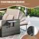 Patio wicker loveseat sofa with adjustable backrest in 4 positions, featuring beige cushions and retractable side tray.