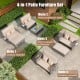 Patio wicker loveseat sofa with adjustable backrest, soft cushions, and retractable side trays for outdoor relaxation.