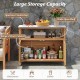Patio wood storage cabinet featuring a spacious countertop, acacia wood construction, and large 2-door cabinet for.