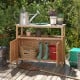 Acacia wood outdoor storage cabinet with a marble-like countertop, featuring a spacious shelf and two doors for.