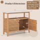 Patio wood storage cabinet with acacia wood, marble-like countertop, and two-door cabinet for outdoor organization.