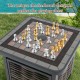 Square outdoor side table with unique checkerboard design, made of PE rattan, perfect for patio or garden use.