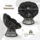 Black PE wicker Papasan chair with thick removable cushion, 360° swivel, and stable round base for indoor or outdoor.