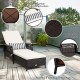 Adjustable PE rattan chaise lounge chair with thick cushion and lumbar support, perfect for poolside or balcony.