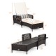 Adjustable PE rattan chaise lounge chair with thick cushion and lumbar pillow, perfect for outdoor relaxation by the.