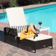 PE rattan chaise lounge chair with adjustable backrest, thick cushion, and pillow, perfect for poolside relaxation.