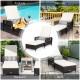 Adjustable PE rattan chaise lounge chair with thick cushion, perfect for poolside, balcony, or backyard relaxation.