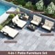 Outdoor daybed with adjustable backrest and storage ottoman in white PE wicker, perfect for patio or garden relaxation.