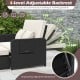 Adjustable backrest of the PE wicker outdoor daybed in a reclined position, showcasing comfort and versatility for.