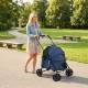 Navy pet stroller for small to medium dogs, featuring a foldable design, breathable mesh, and one-step rear brake.