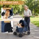 Pet stroller for small to medium dogs in navy, featuring a spacious cabin, front opening, and rear entry for easy.