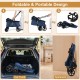Foldable pet stroller in navy with breathable mesh windows, ideal for small to medium dogs, perfect for travel and.