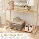 2-tier open shelf of a pine wood clothes rack, featuring organized storage for essentials in a stylish gray finish.