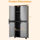 Plastic lockable storage cabinet with dimensions 27" x 26" x 68", featuring 3 adjustable shelves for versatile storage.