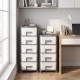 Compact gray plastic storage organizer with handles and drawers, ideal for bedroom or small spaces, maximizing.