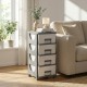 Compact gray plastic storage organizer with four drawers, designed for efficient bedroom space-saving and easy access.
