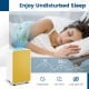 Portable yellow dehumidifier removes up to 25 pints of moisture daily, featuring sleep mode and 24H timer for comfort.