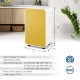 Portable yellow dehumidifier with LED display, 32 pints/day capacity, ideal for rooms up to 2500 sq. ft.