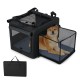 Portable foldable pet carrying bag with mesh openings and comfy cushion, ideal for travel and daily use.