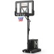 Portable basketball hoop with adjustable height, shatterproof backboard, and stable base for indoor and outdoor use.