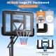 Large 44-inch shatterproof backboard of the portable basketball hoop, featuring rounded edges and a Y-shaped bracket.