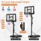Portable basketball hoop with 10-level height adjustment, shatterproof backboard, and stable triangular structure for.