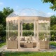 Pop-up bubble tent with panoramic clear PVC, 10x10 ft, ideal for 8-10 people, perfect for backyard gatherings.