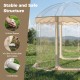 Pop-up bubble tent with 540° panoramic views, 10x10 ft, secured with wind ropes, stakes, and sandbags for outdoor.