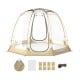 Pop Up Bubble Tent 630° in beige, 8.5 x 8.5 ft, features transparent PVC for panoramic views, ideal for 5-6 people.