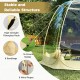 Pop up bubble tent with transparent PVC walls, featuring 8 sandbags and 16 ground stakes for stability and security.