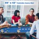 Portable 84" x 42" foldable poker table mat with cushioned armrests and cup holders, perfect for game nights.