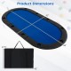 Portable 84 x 42 inch foldable poker table top with blue felt, designed for 10 players, includes carrying bag and cup.