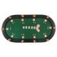 Top view of a portable 84 x 42 inch green poker table with 10 cup holders, ideal for game nights and gatherings.