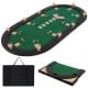 Portable 84 x 42 inch green poker table top with padded armrests, cup holders, and foldable design for 10 players.