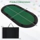 Portable 84 x 42 inch foldable poker table top with green felt, accommodating 10 players, includes carrying bag.