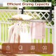 Portable aluminum clothes and towel drying rack with adjustable brackets, showcasing shirts and towels for efficient.